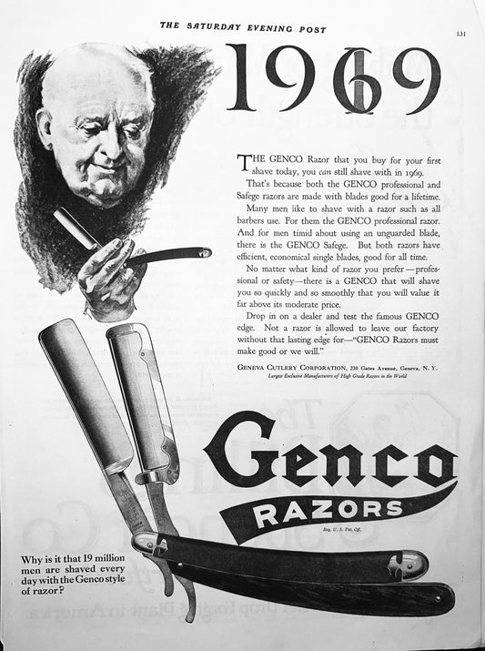 1919 Genco Straight Razors - 19 Million - Will Still be Using in 1969 - Ad #1897