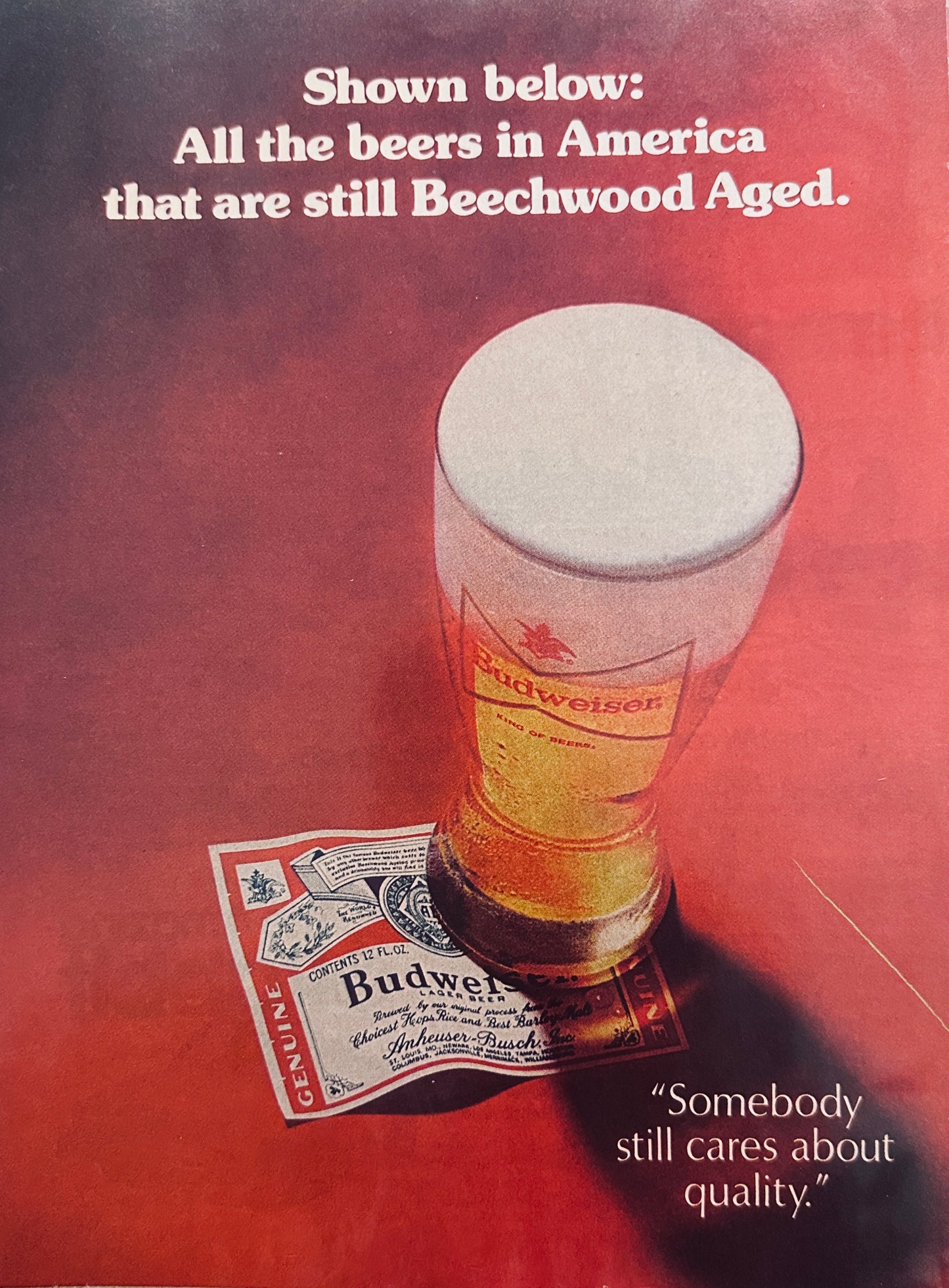 1975 Budweiser  Only Beer Still Beechwood Aged Magazine Ad