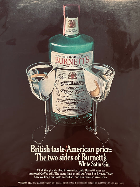 1976 Burnett's Distilled London Dry Gin - British Taste/American Price