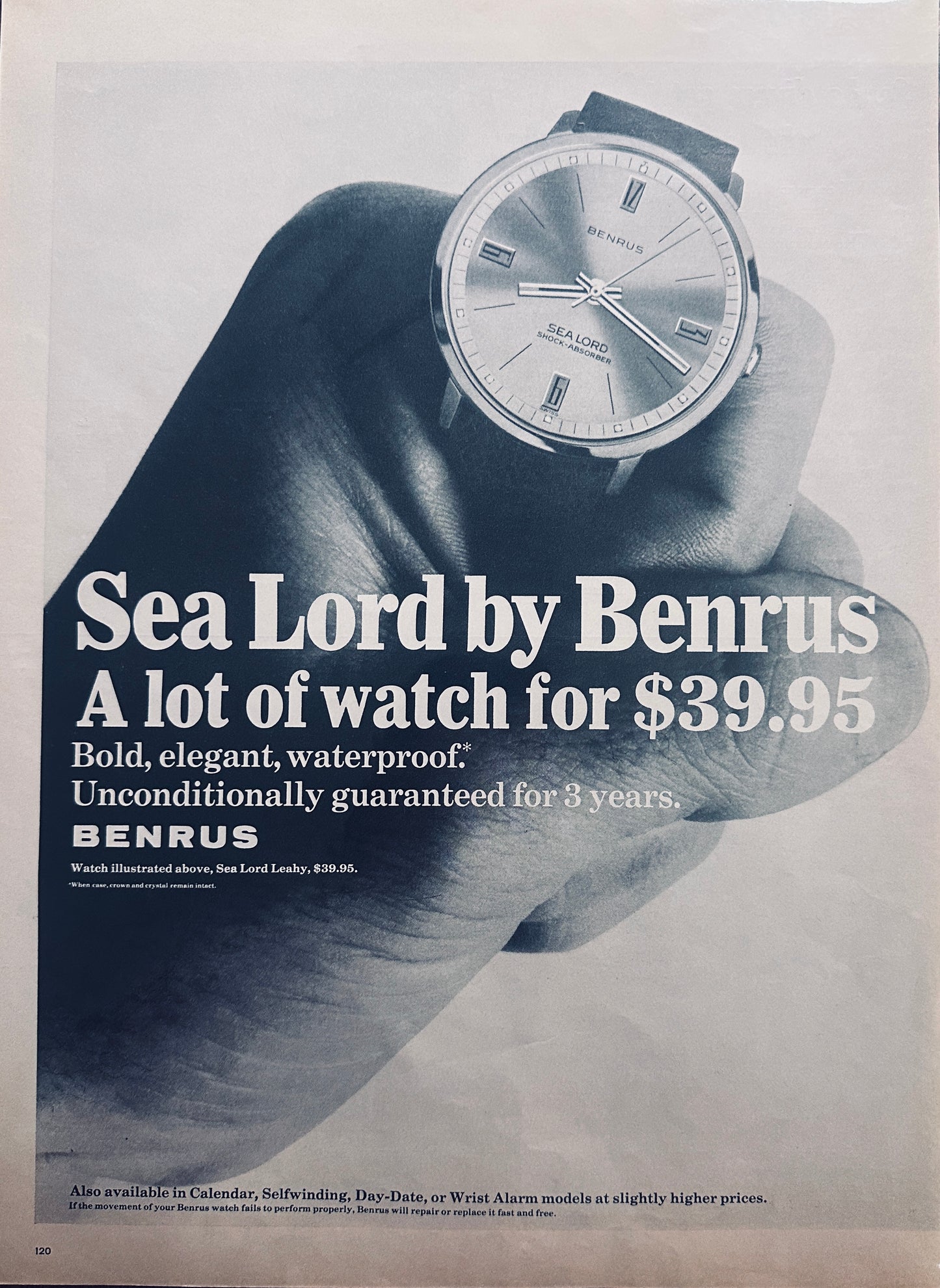 1966 Sea Lord Leahy - Waterproof Watch - by Benrus - Magazine Ad