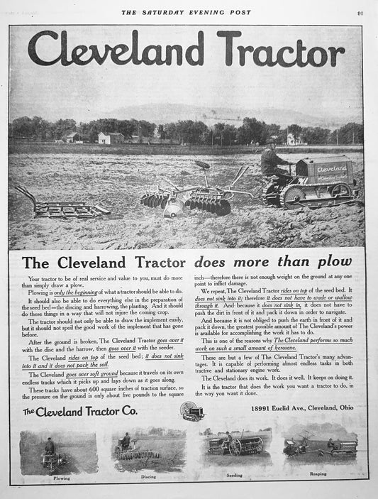 1919 Cleveland Tractor (CLETRAC)  Does More than Plow AD #1883