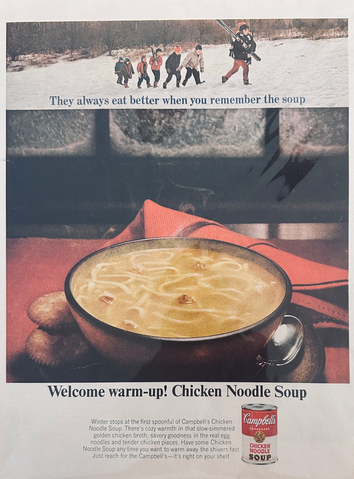 1966 Campbell's Chicken Noodle Soup - After Skiing - Magazine Ad