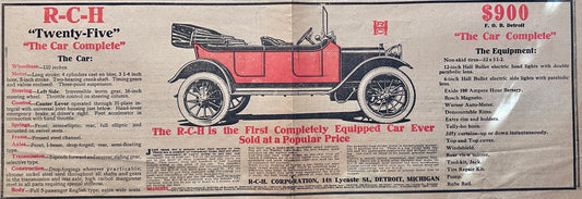 1912 RCH "Twenty-Five" The Car Complete - Forgotten Automobile Marque Ad #1916