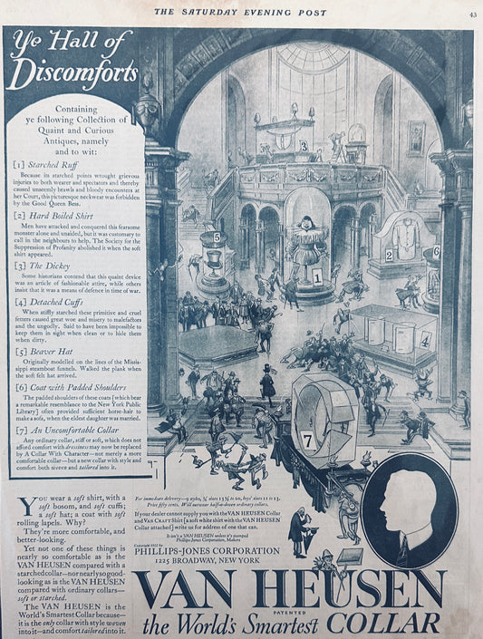 1922 Van Heusen Collars - Hall of Discomforts - Brilliant Magazine Ad