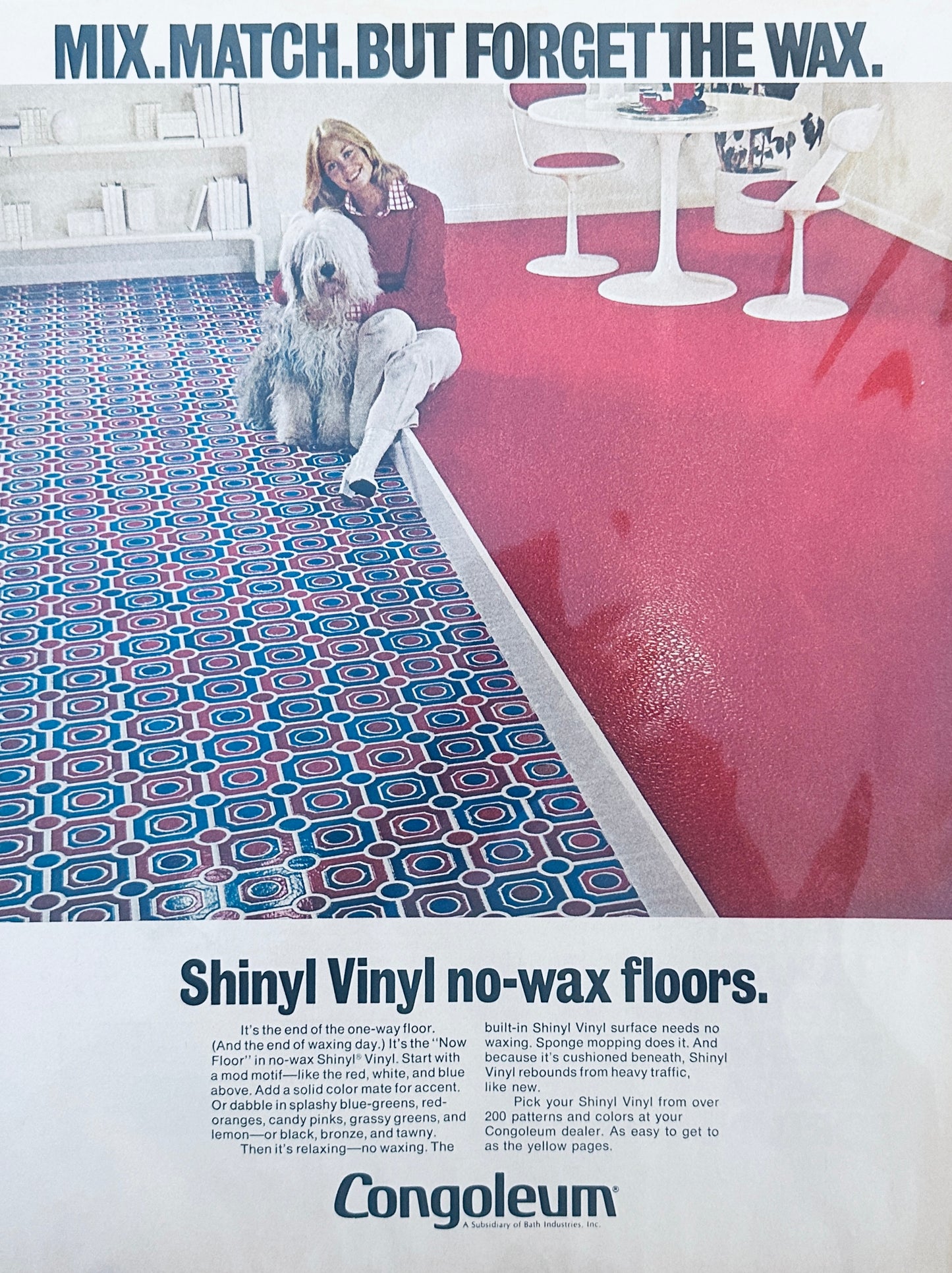 1966 Shiny Vinyl no-wax Floors with Congoleum - Magazine Ad