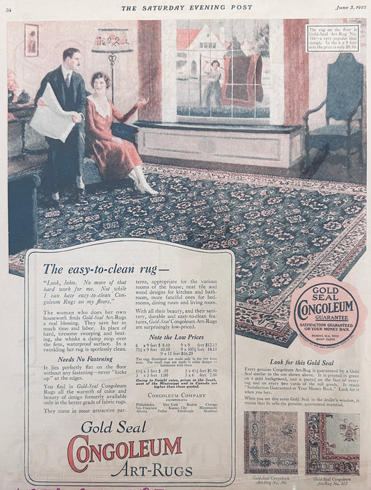 1922 Congoleum and PPG Paint - Proof Products - Magazine Ad