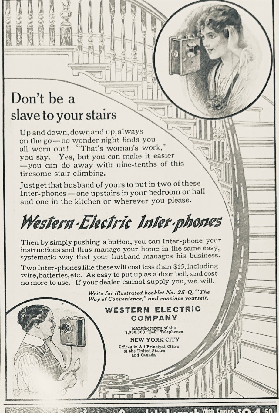 1913 Western-Electric Inter-Phones Classic Vintage Ad #1927