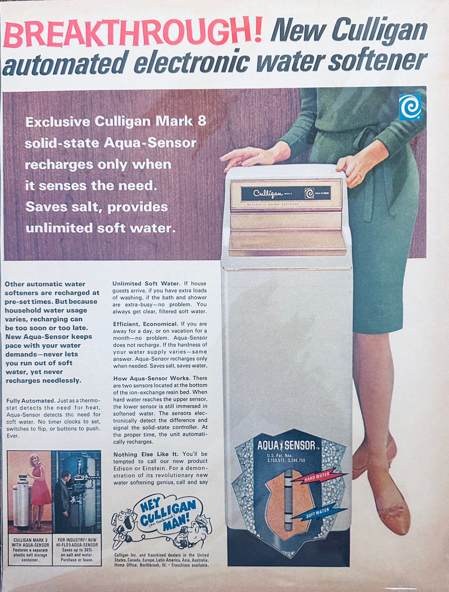 1966 Culligan Automated Electronic Water Softener - Breakthrough - Magazine Ad