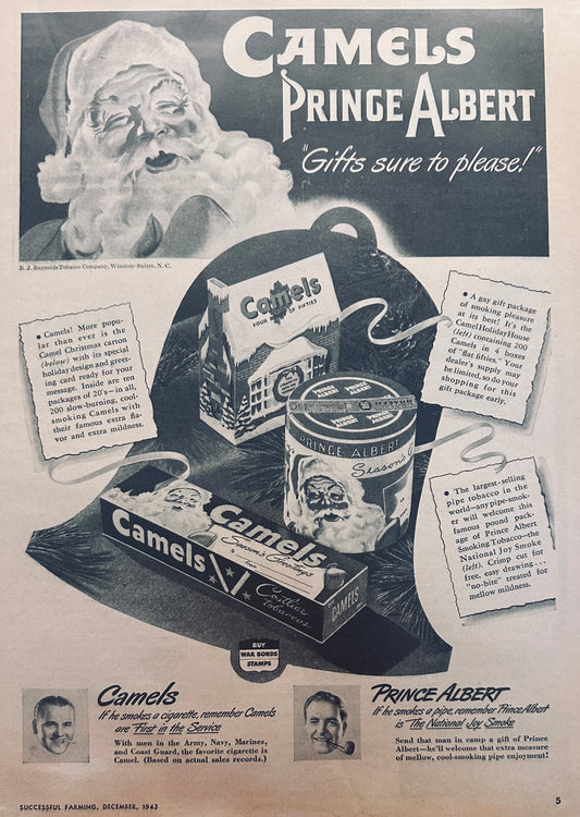 1943 - Camel Cigarettes & Prince Albert Tobacco for the Holidays - Magazine Ad