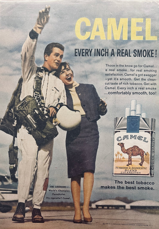 1962 Jim Arender Champion Parachutist Smokes Camels - Ad