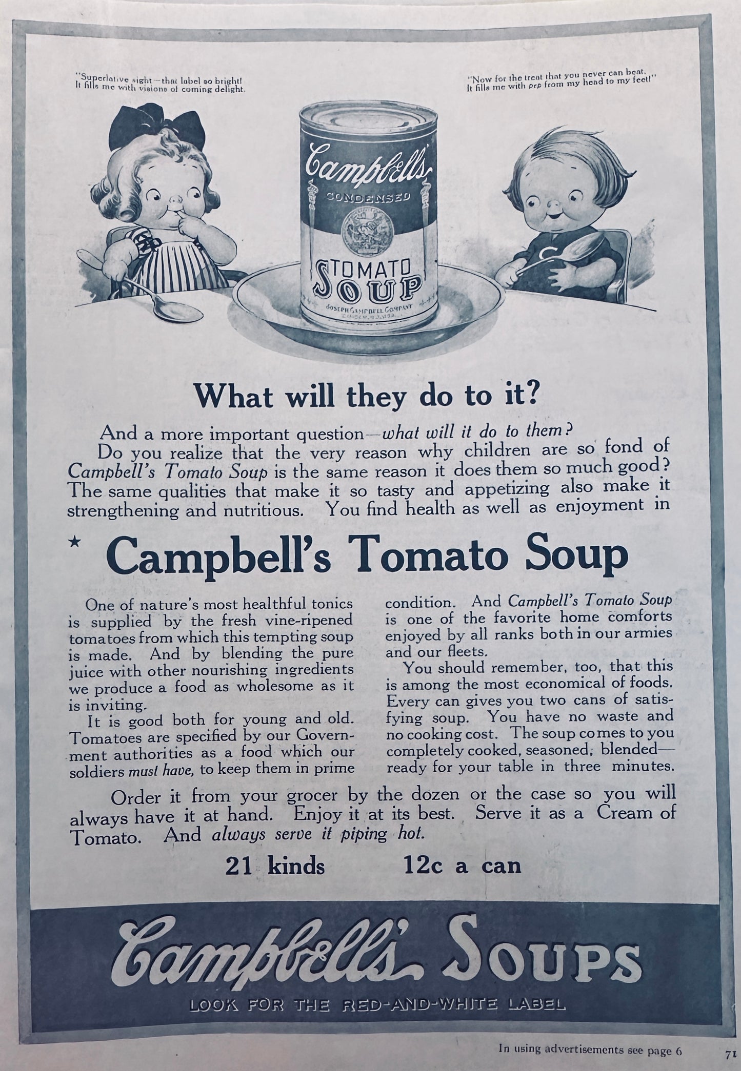 1919 Campbells Tomato Soup  - Campbell's Kids - Magazine Ad