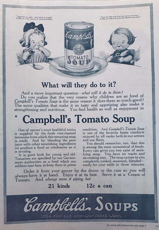 1919 Campbells Tomato Soup  - Campbell's Kids - Magazine Ad N142