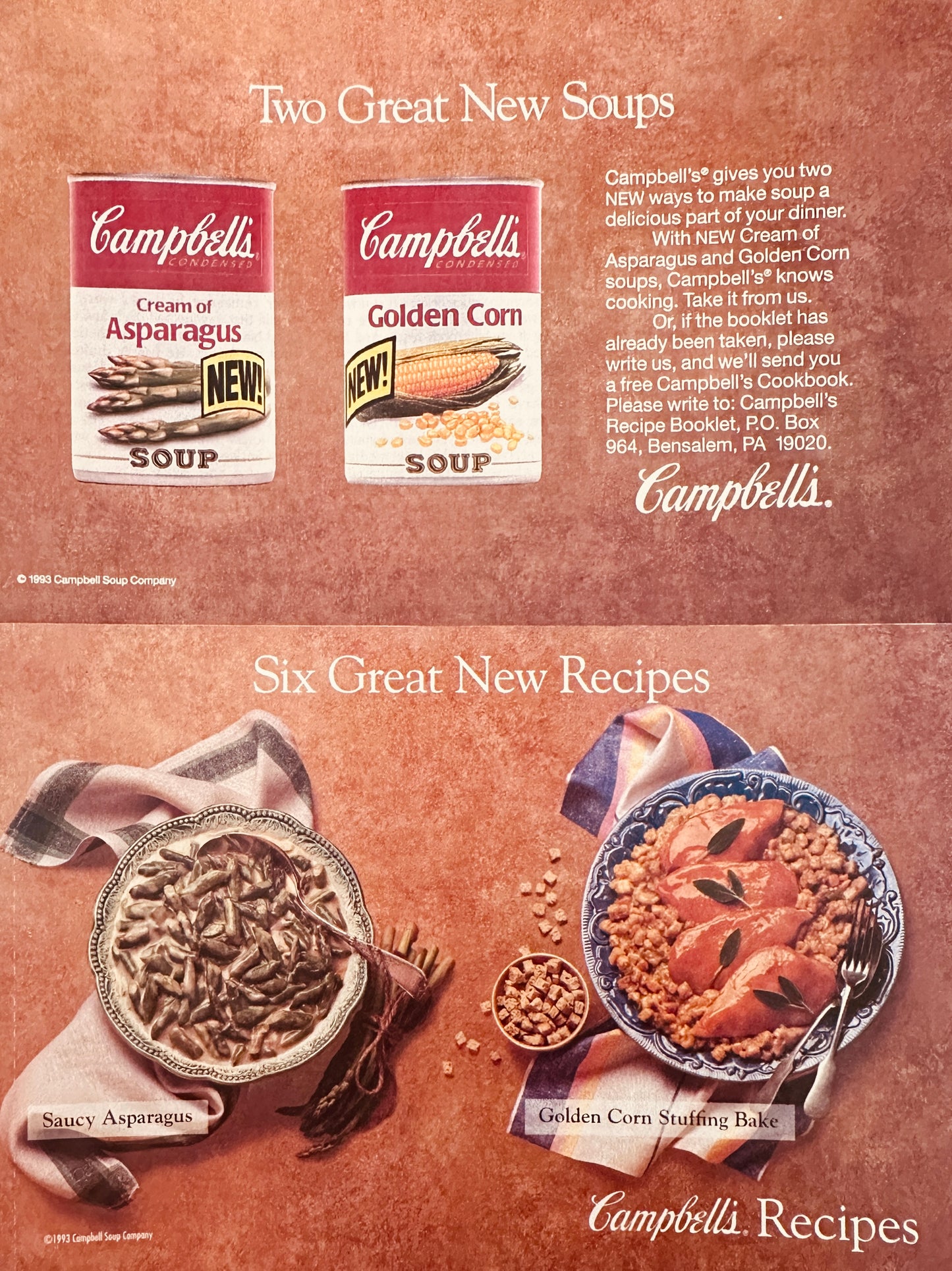 1993 Cream of Asparagus & Golden Corn Campbell's Soup & Recipes - Ad