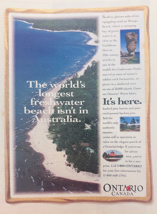 1994 Ontario Canada Travel Adventure Magazine Ad