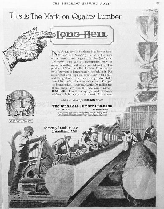 1919 Long-Bell Lumber Company - The Mark of Quality Lumber Ad #1956