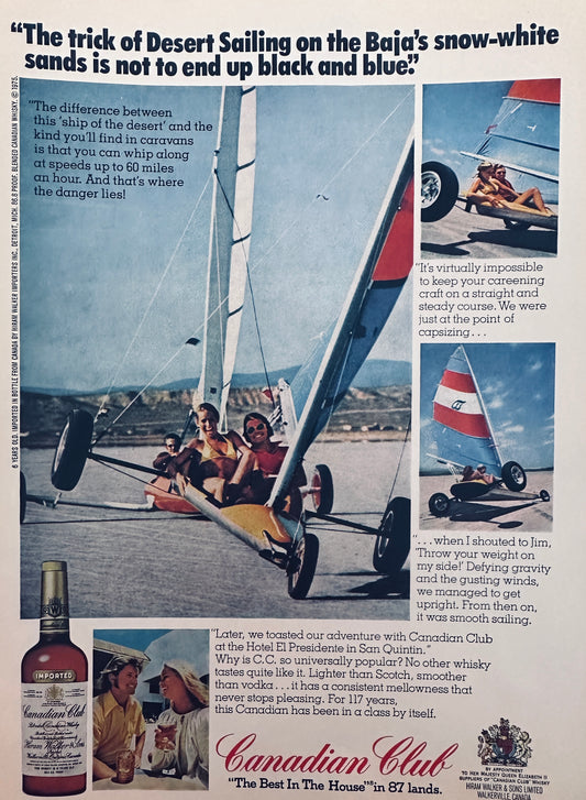 1976 Canadian Club Whiskey - Desert Sailing Scene - Magazine Ad