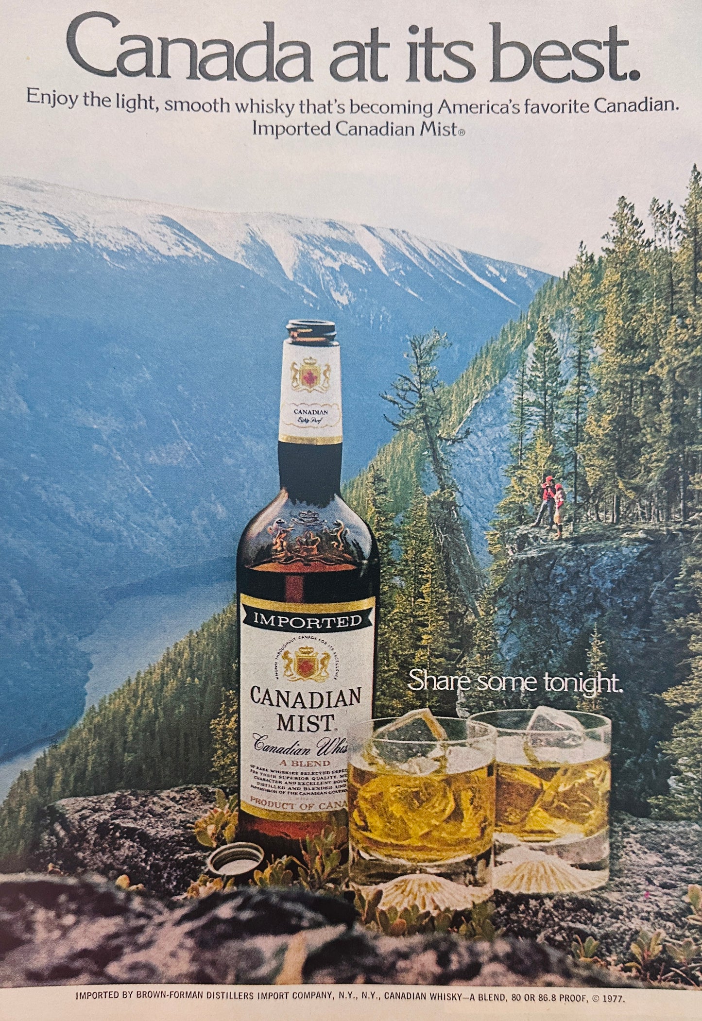 1977 Canadian Mist Whiskey - Overlooking Fjord - Magazine Ad