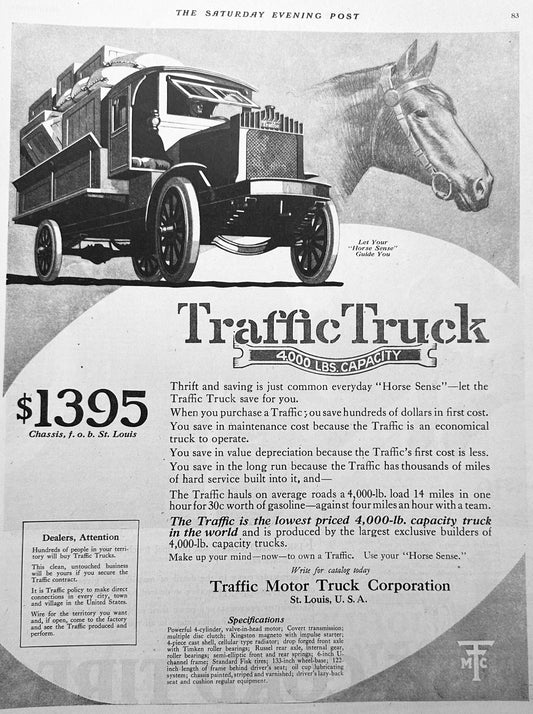 1919 Traffic Motor Truck Co, St. Louis, MO Ad #1997 - Forgotten Marque