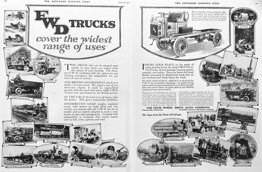 1919 - 2-Page Ad for FWD Trucks Clintonville, Wisconsin Ad #1977
