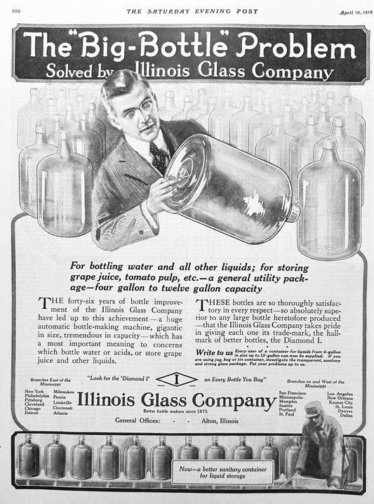 1919 Illinois Glass Company - The "Big Bottle" Problem Ad #1967