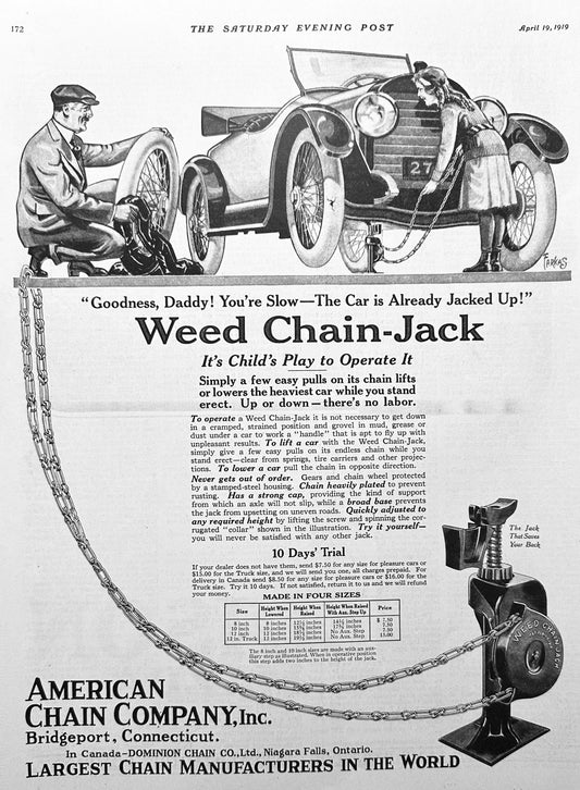 1919 American Chain Co - Weed Chain-Jack - Child's Play to Operate Ad #1965