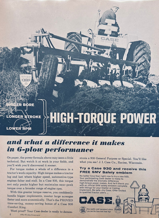 1966 Case 930 Comfort King High-Torque Tractor Magazine Ad