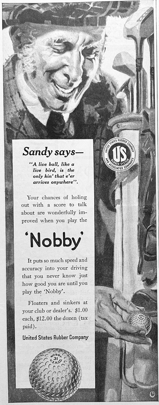 1919 United States Rubber Co - NOBBY - Golf Balls - Ad #2017