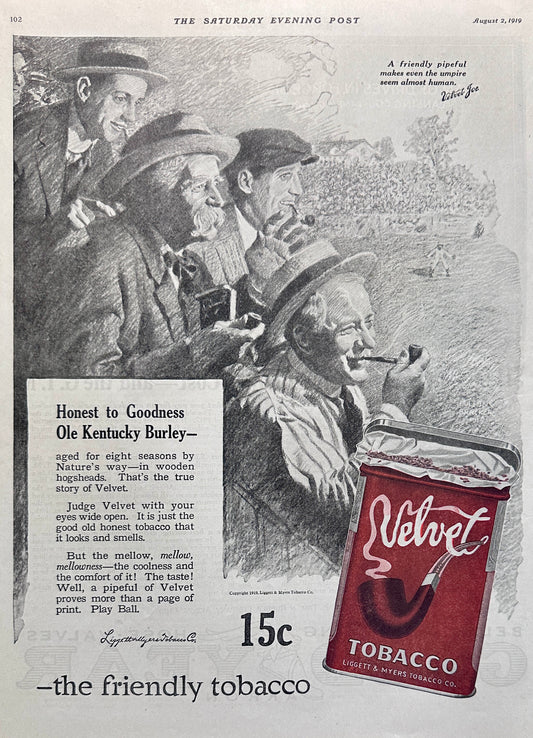 1919 Velvet Tobacco - Liggett & Myers Tobacco Co Ad #2008