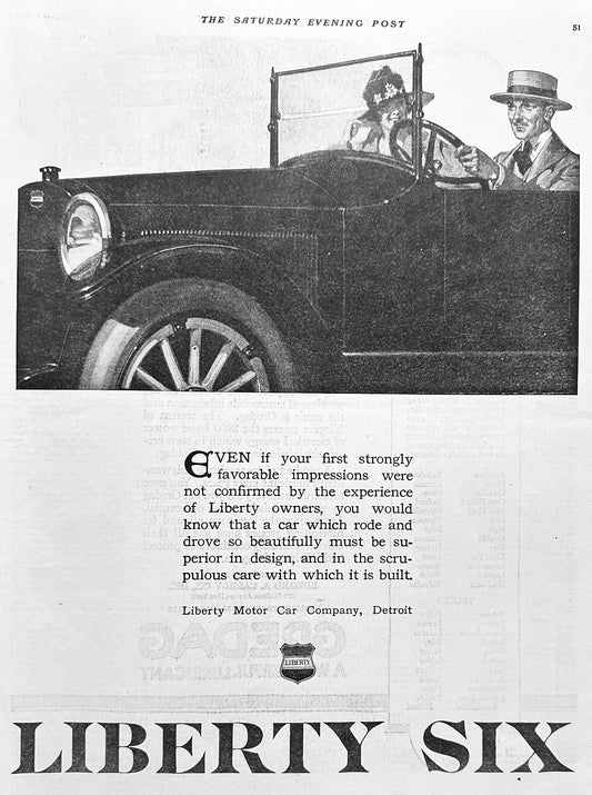 1919 Original Liberty Six Motor Car Advertisement - Detroit - Ad #2006