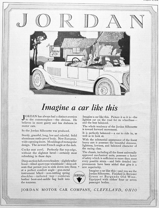 1919 Jordan Motor Car Co - Cleveland, Oh - Forgotten Marque - Ad #2004