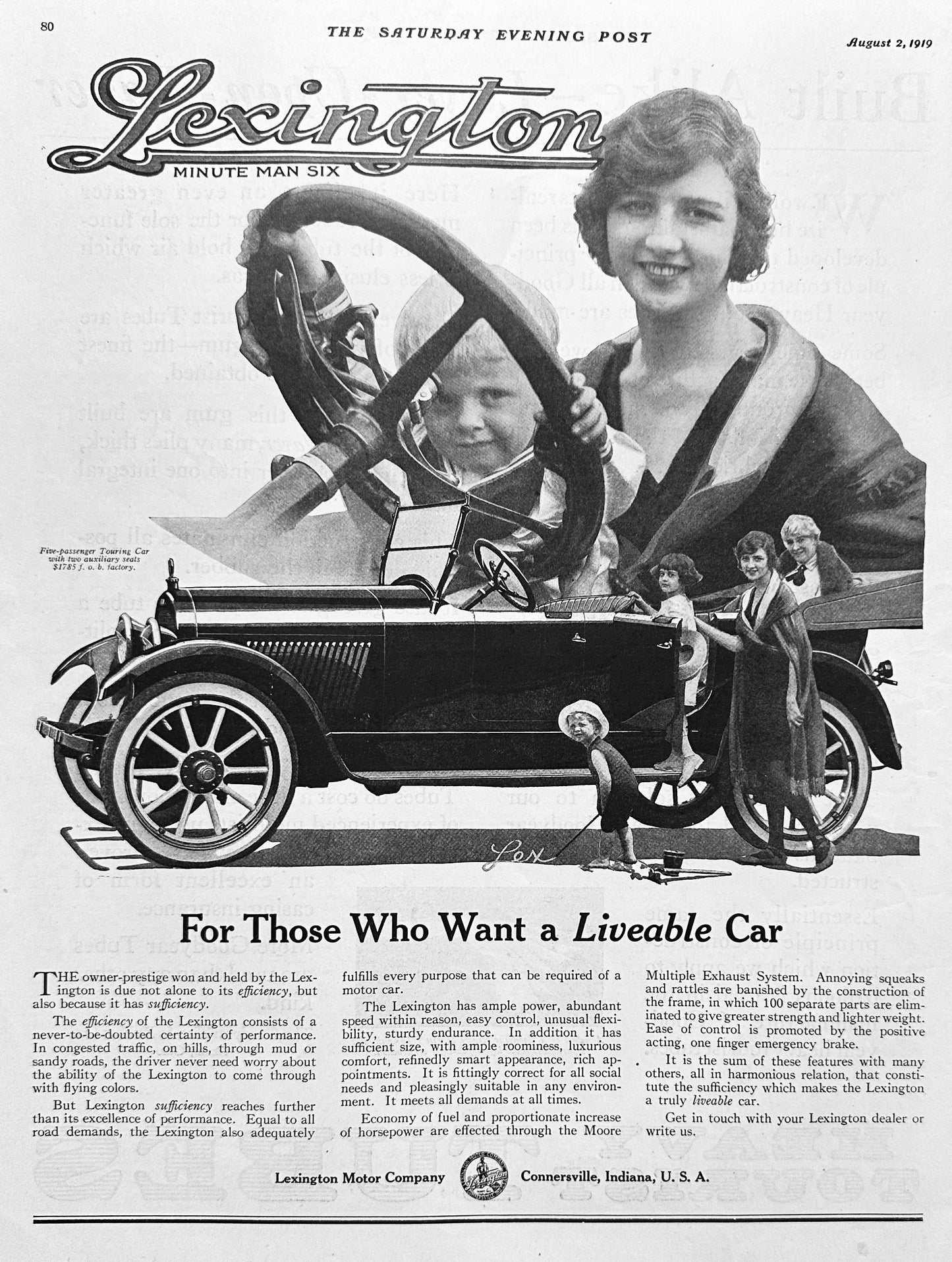 1919 Lexington Touring Car - Connersville, In - The Liveable Car Ad #2000
