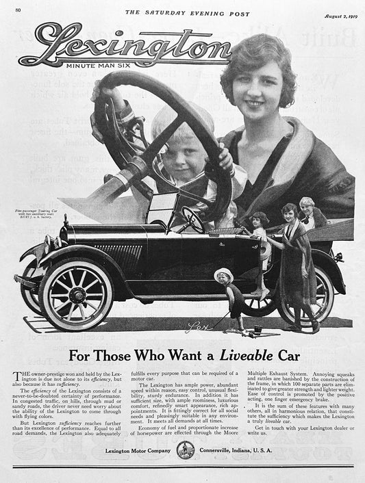1919 Lexington Touring Car - Connersville, In - The Liveable Car Ad #2000
