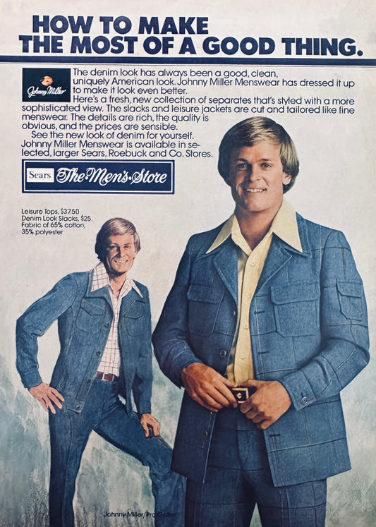 1975 Denim Menswear from Sears - Johnny Miller Clothing Line - Ad