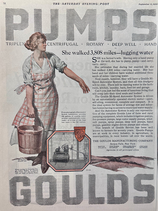 1920 Goulds Pumps - Seneca Falls, NY She walked 3808 Miles Ad #2036