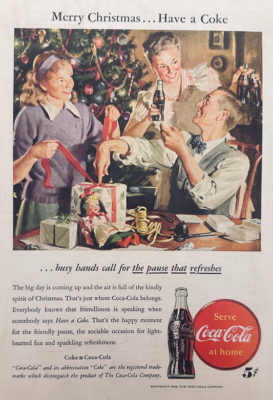 1946 Coke Coca-Cola  Christmas & Union Carbide Thanksgiving - Magazine Ads