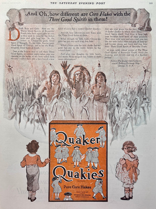 1920 Quaker - Quakies - Pure Corn Flakes - Ad #2031