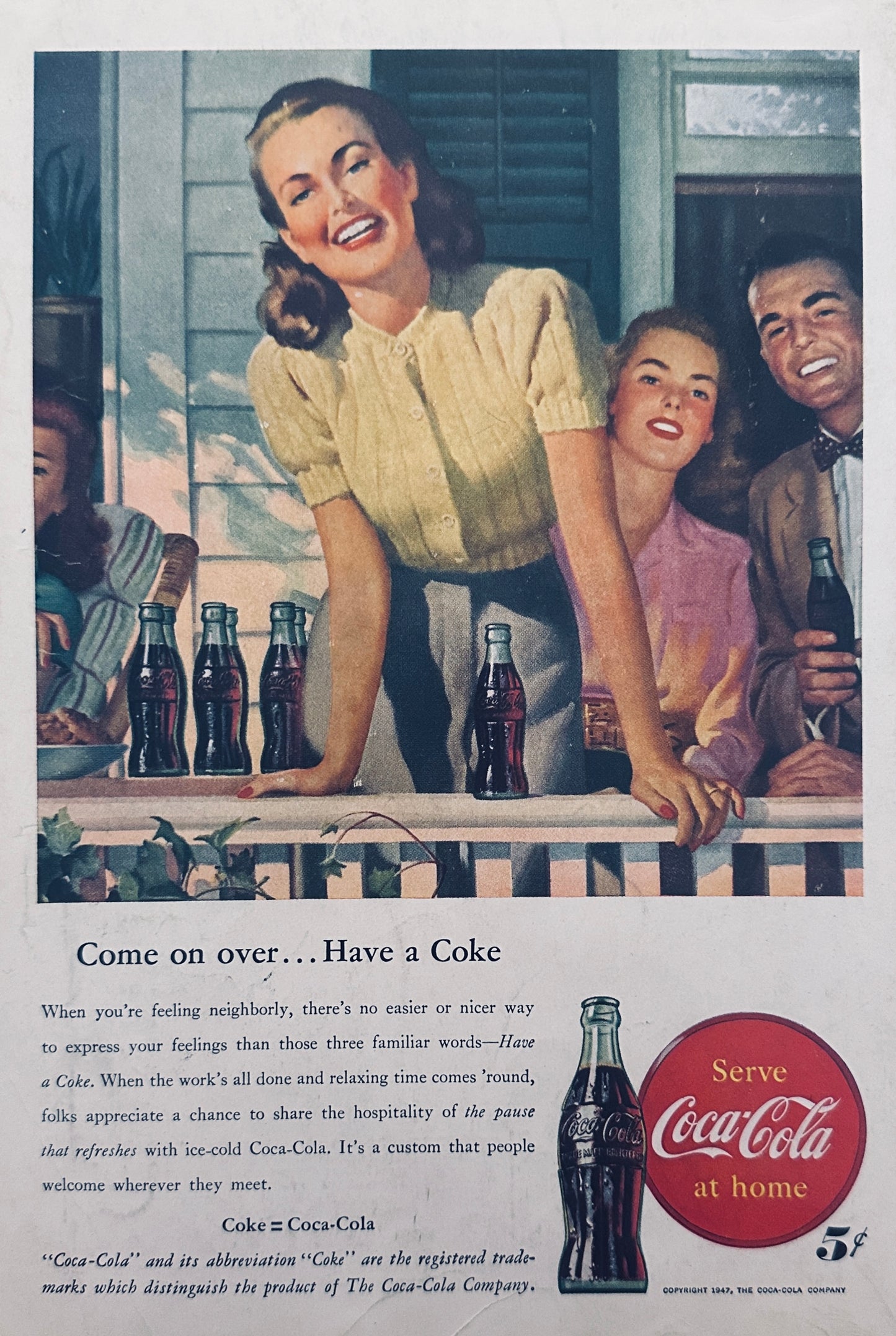 1947 Coke Coca-Cola  Front Porch & Botany No Wrinkle Ties - Magazine Ads