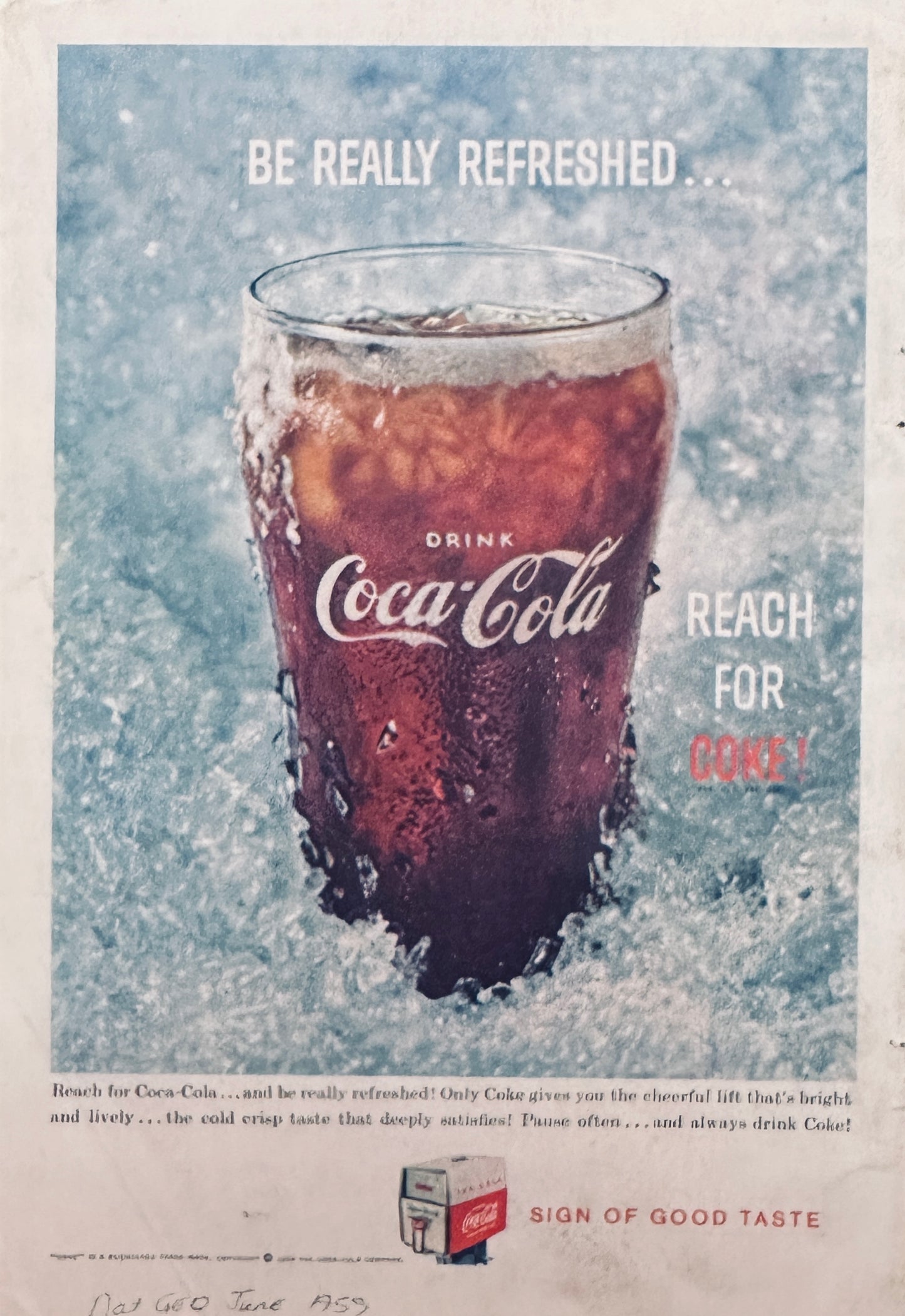 1959 Coke Coca-Cola And Sheaffer's Snorkel Fountain Pen - Magazine Ads