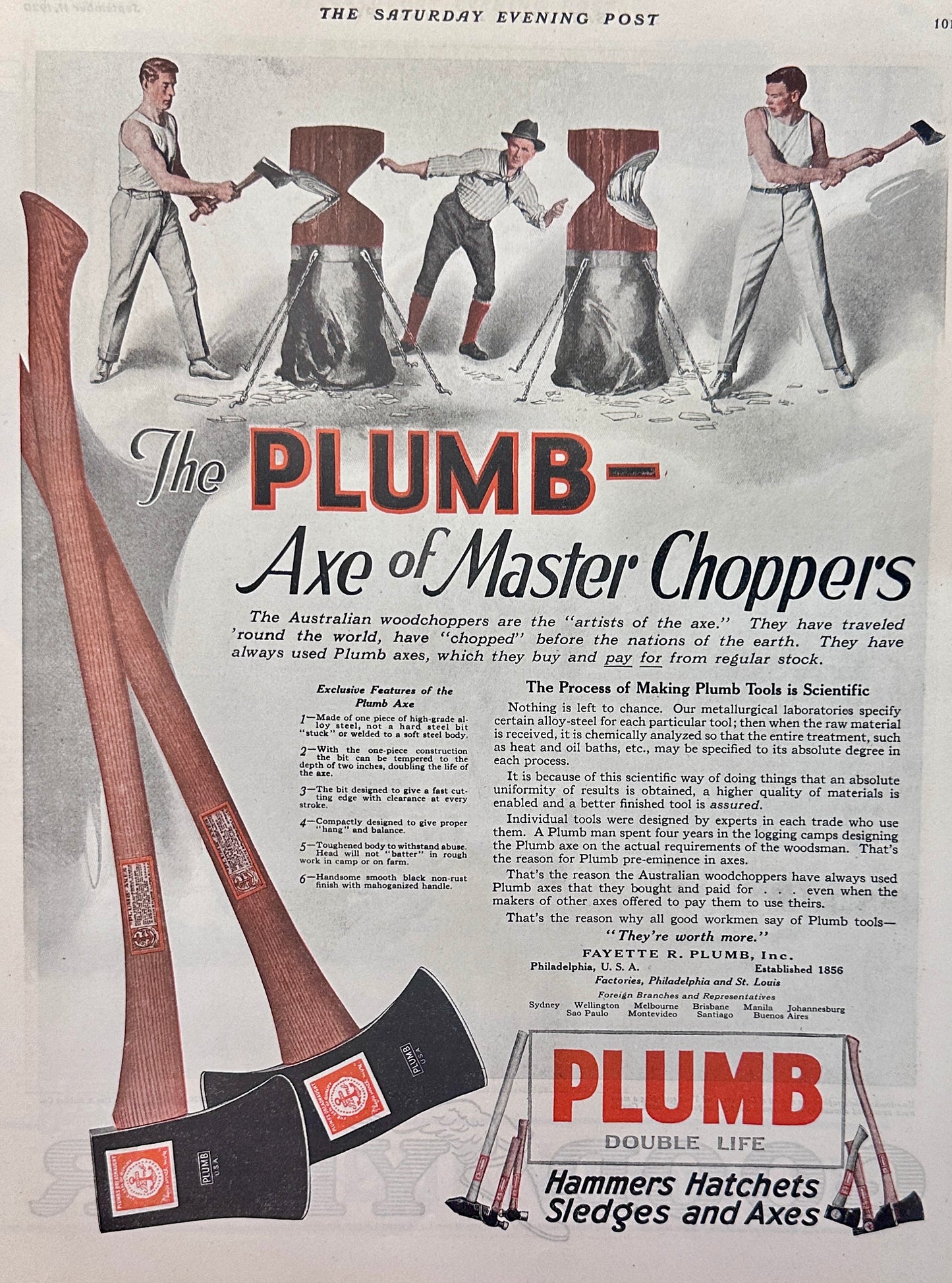 1920 Plumb Axe - Axe of Master Choppers Ad #2025