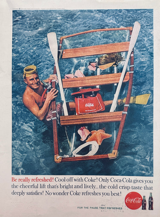 1960 Glass Bottom Boat - Refreshing Coke Coca-Cola  & Gilbey's Gin - Ad