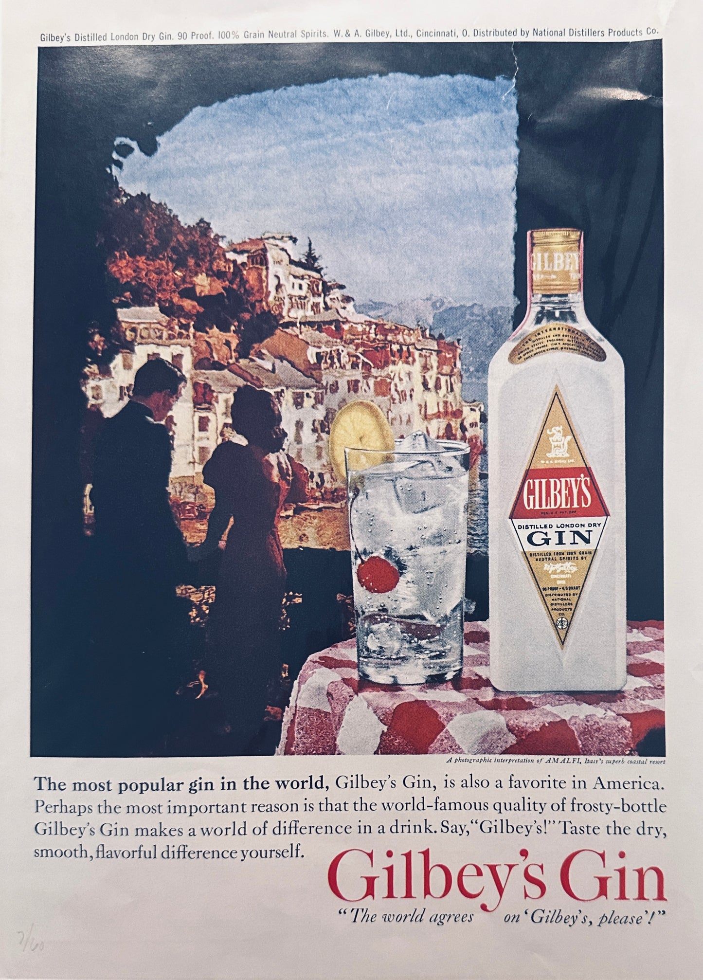 1960 Glass Bottom Boat - Refreshing Coke Coca-Cola  & Gilbey's Gin - Ad