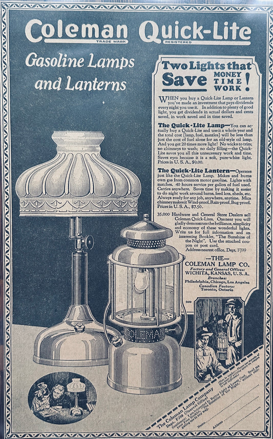 1925 Coleman Lamp & Lantern - Coleman Quick-Lite - Promo Ad