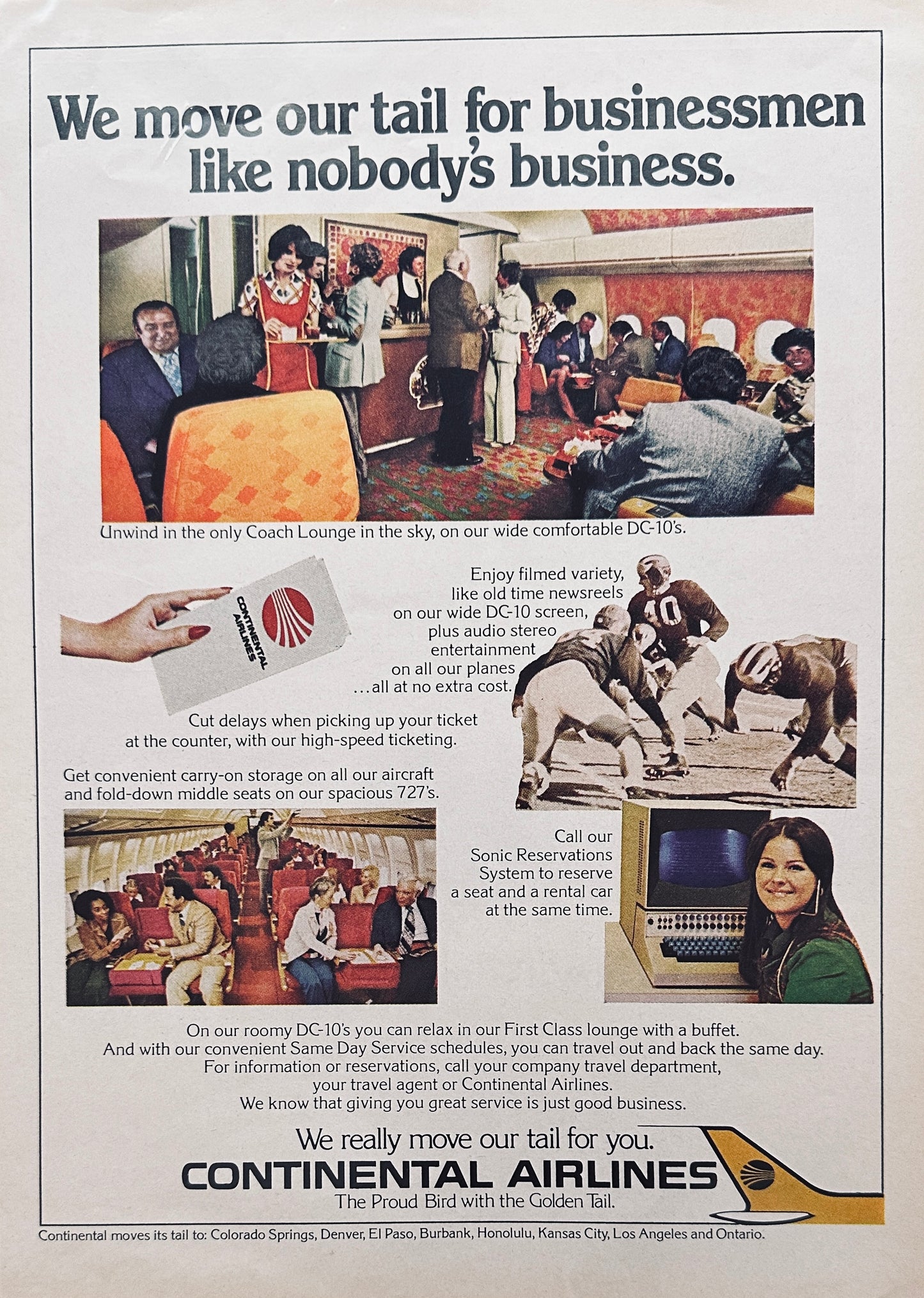 1975 Continental Airline - We Really Move Our Tail For You - Promo Ad