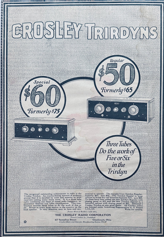 1925 Crosley Radio Trirdyns Ad N274