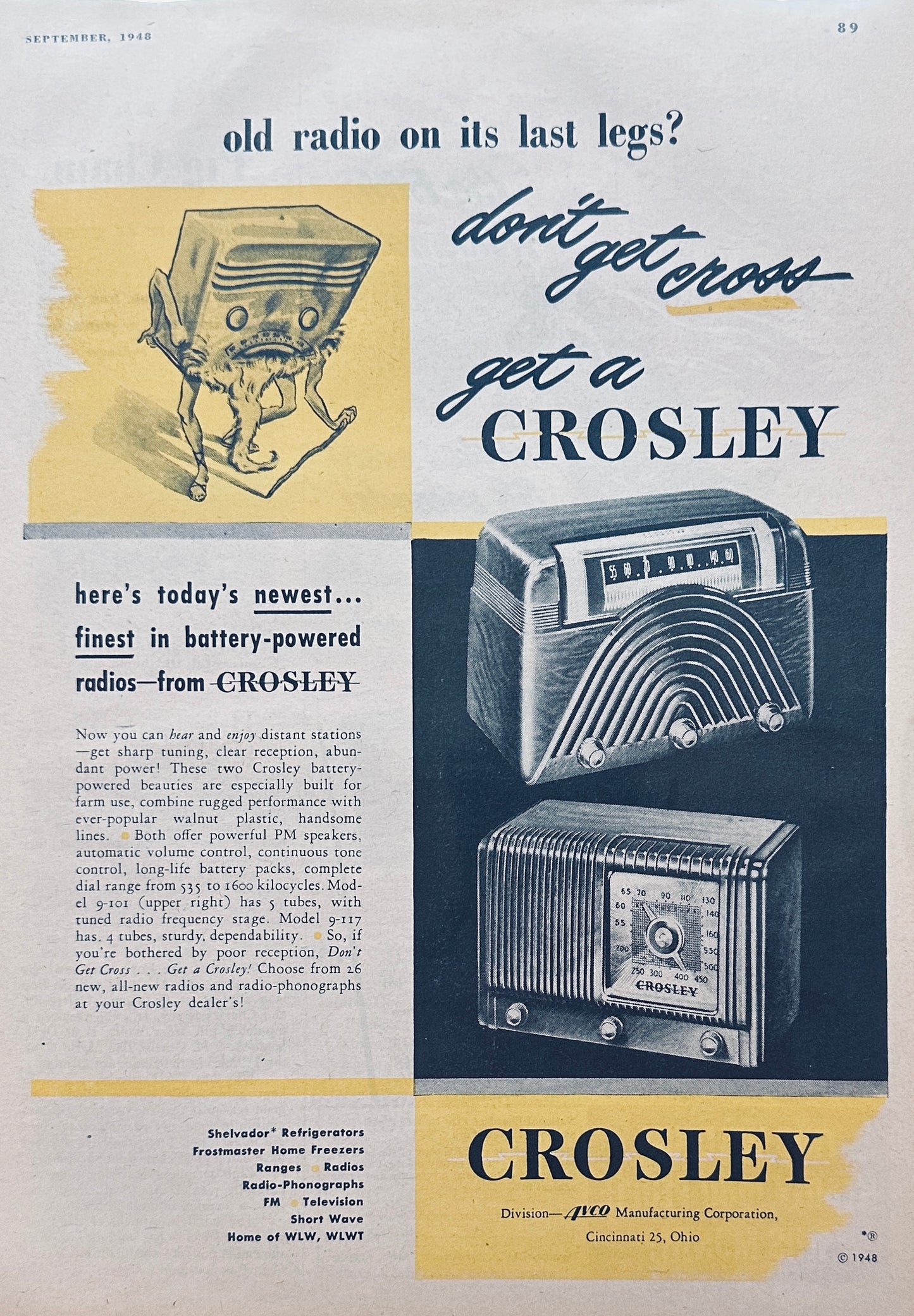 1948 2-Page Crosley Radio 4- Model Magazine Ad