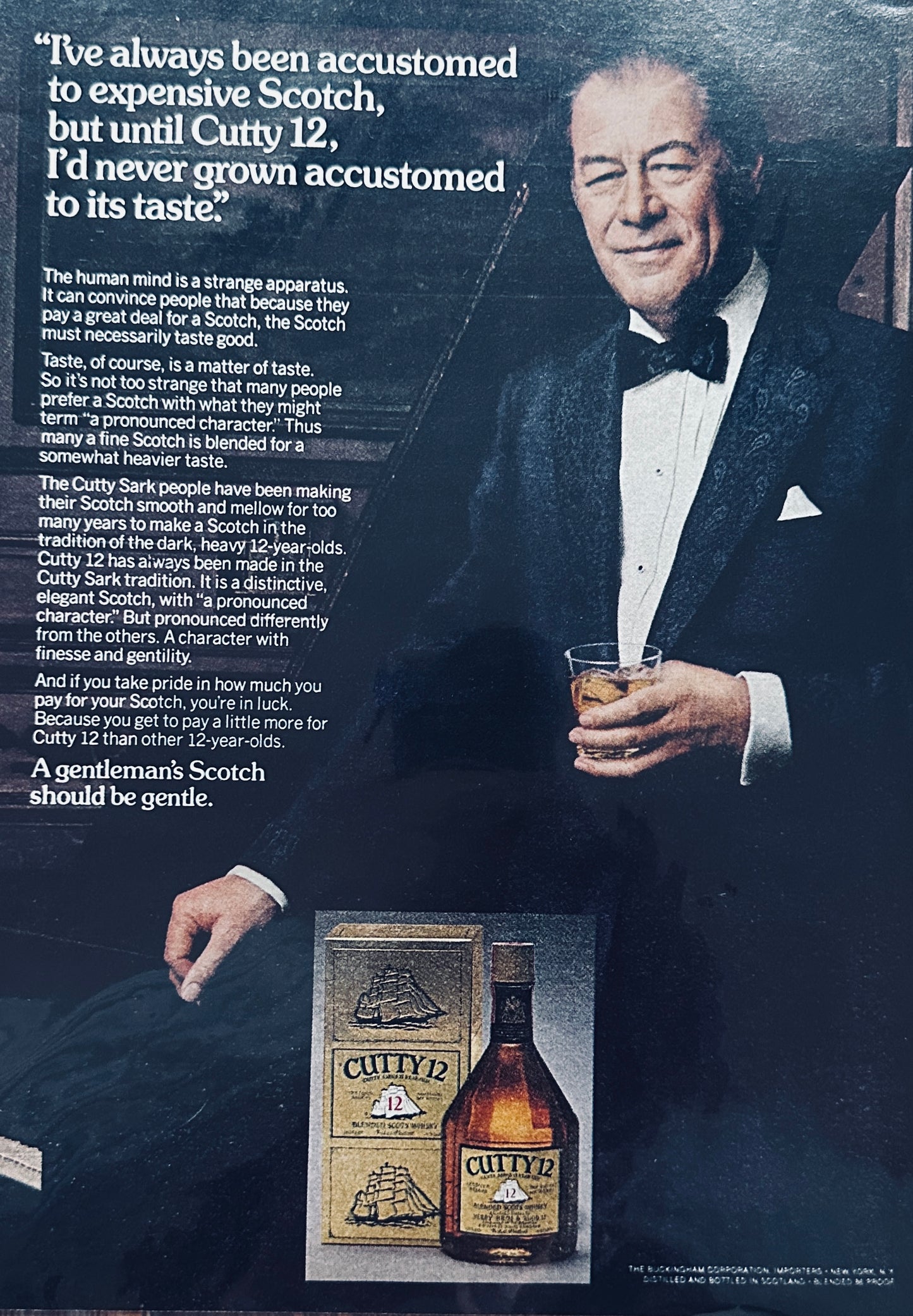 1975 Cutty 12 A Gentleman's Scotch - Rex Harrison - Magazine Ad