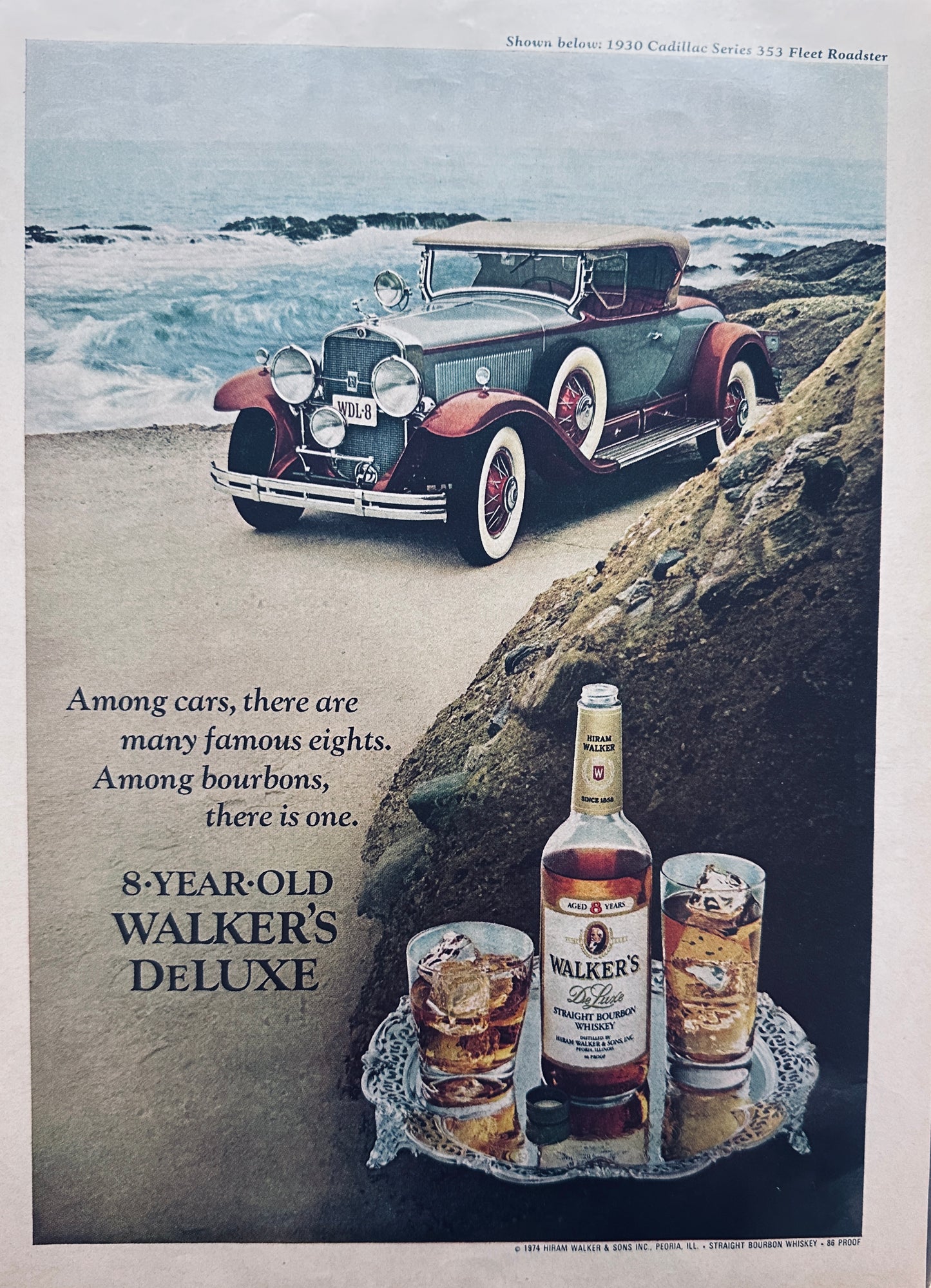 1975 walkers Deluxe & 1930 Cadillac 353 Roadster Magazine Ad