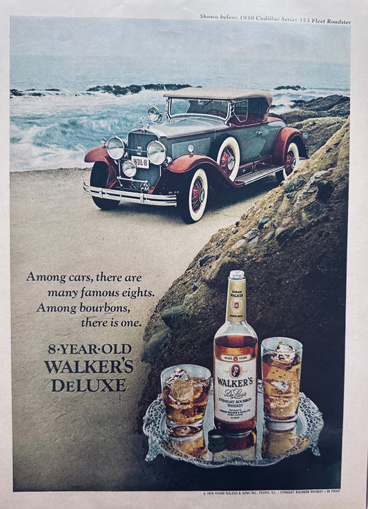 1975 walkers Deluxe & 1930 Cadillac 353 Roadster Magazine Ad