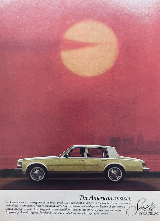 1975 Cadillac Seville With a Red Sky and Rising Sun? - Magazine Ad