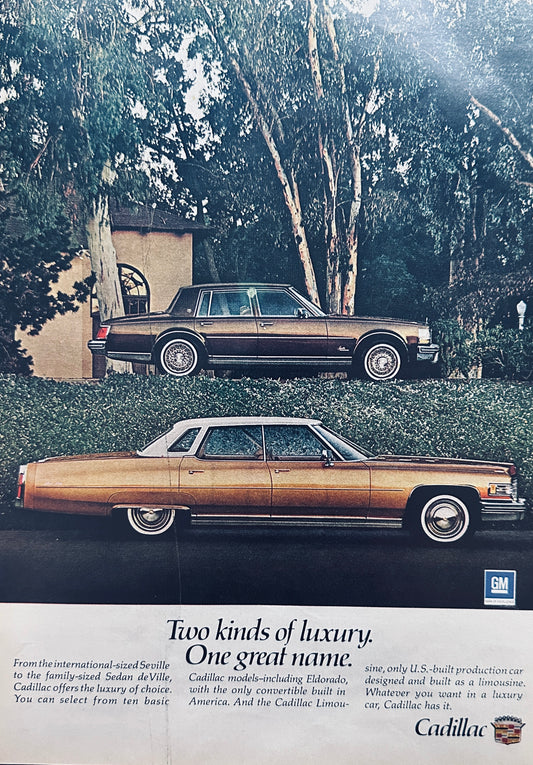 1976 Cadillac Sedan Deville and Seville Large & Small -  Magazine Ad